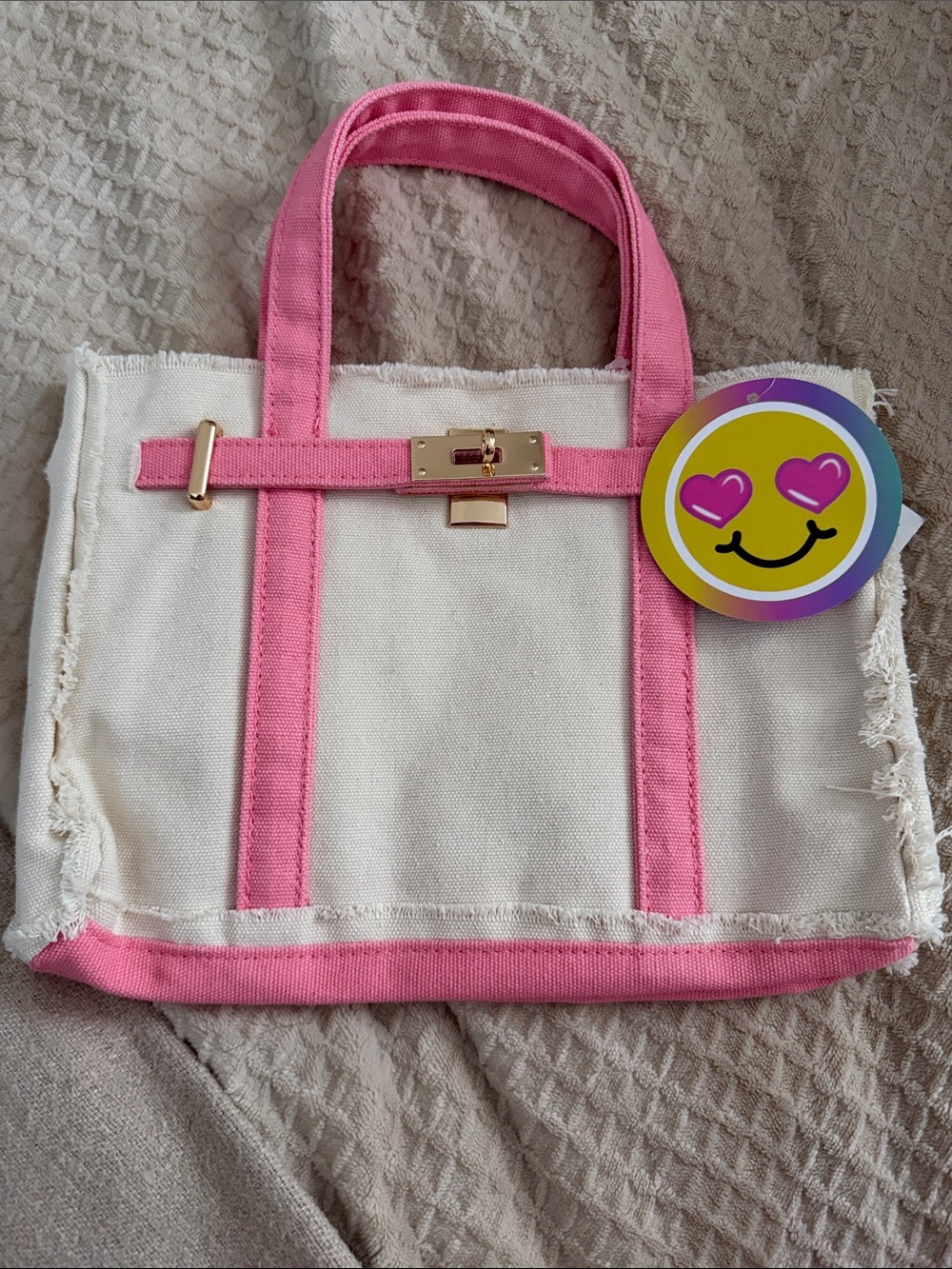 Mini Pink and Cream Canvas “Berlin” tote